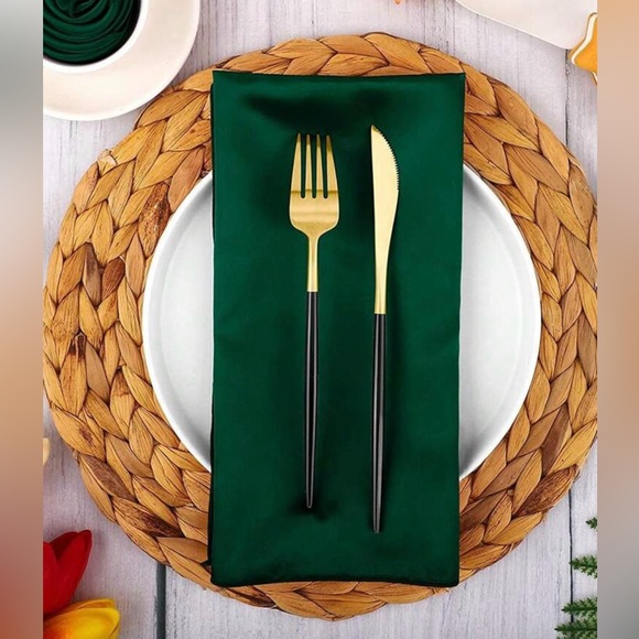 Satin Square Napkins - Green - Picture 4 of 4